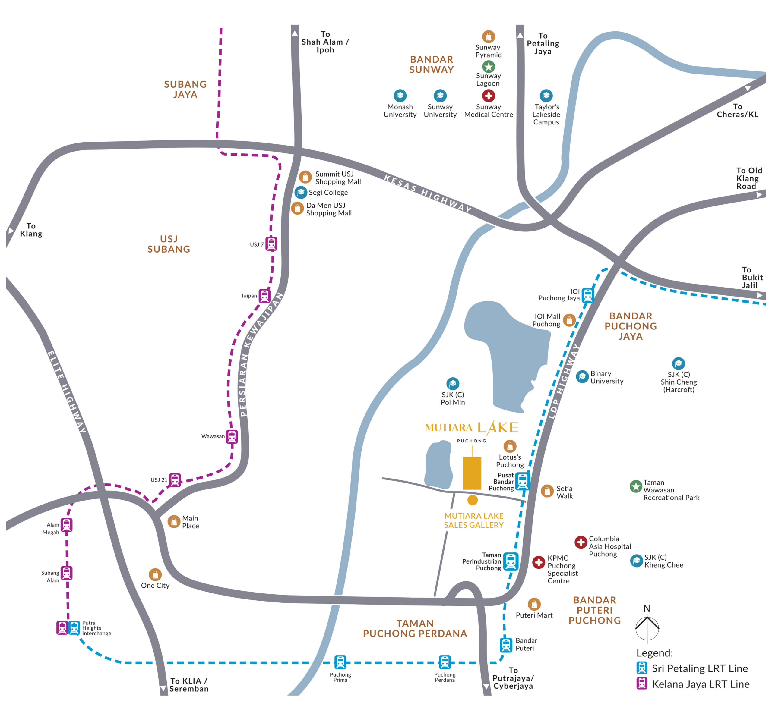Location map of Mutiaralake neighbourhood